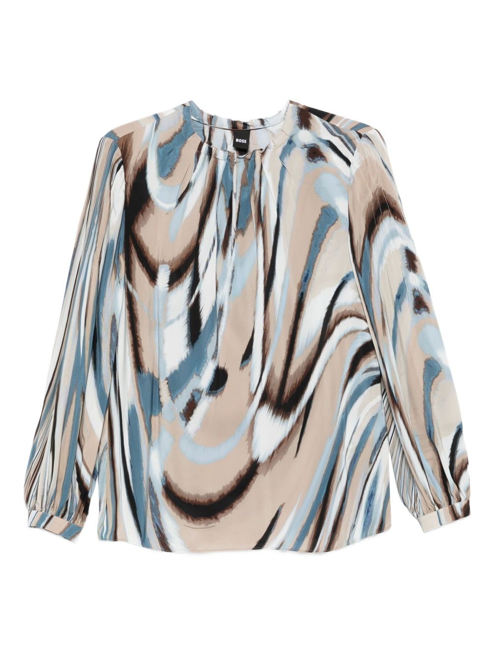 abstract-print puff-sleeve blouse - 1