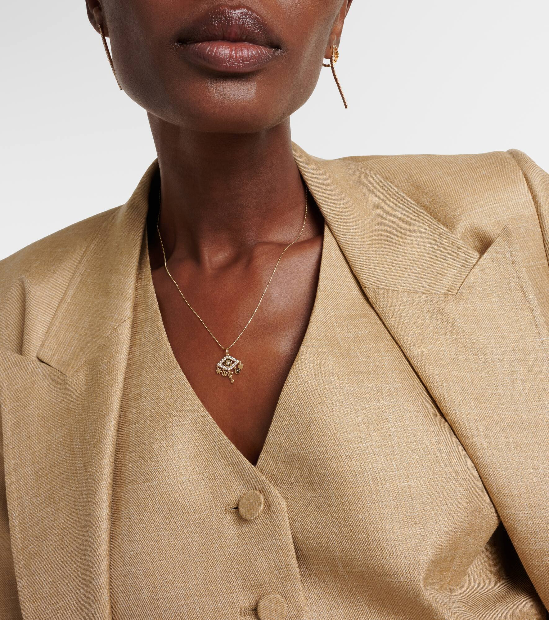Evil Eye 14kt gold necklace with diamonds - 2