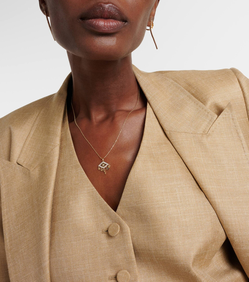 SYDNEY EVAN Evil Eye 14kt gold necklace with diamonds outlook