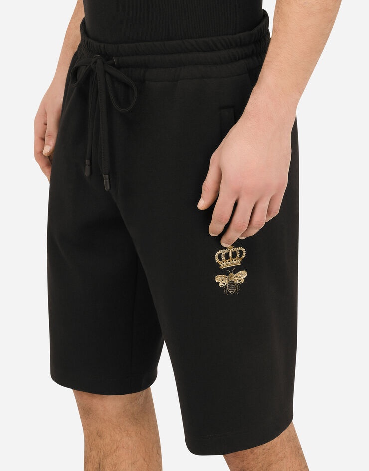 Jersey jogging shorts with embroidery - 4