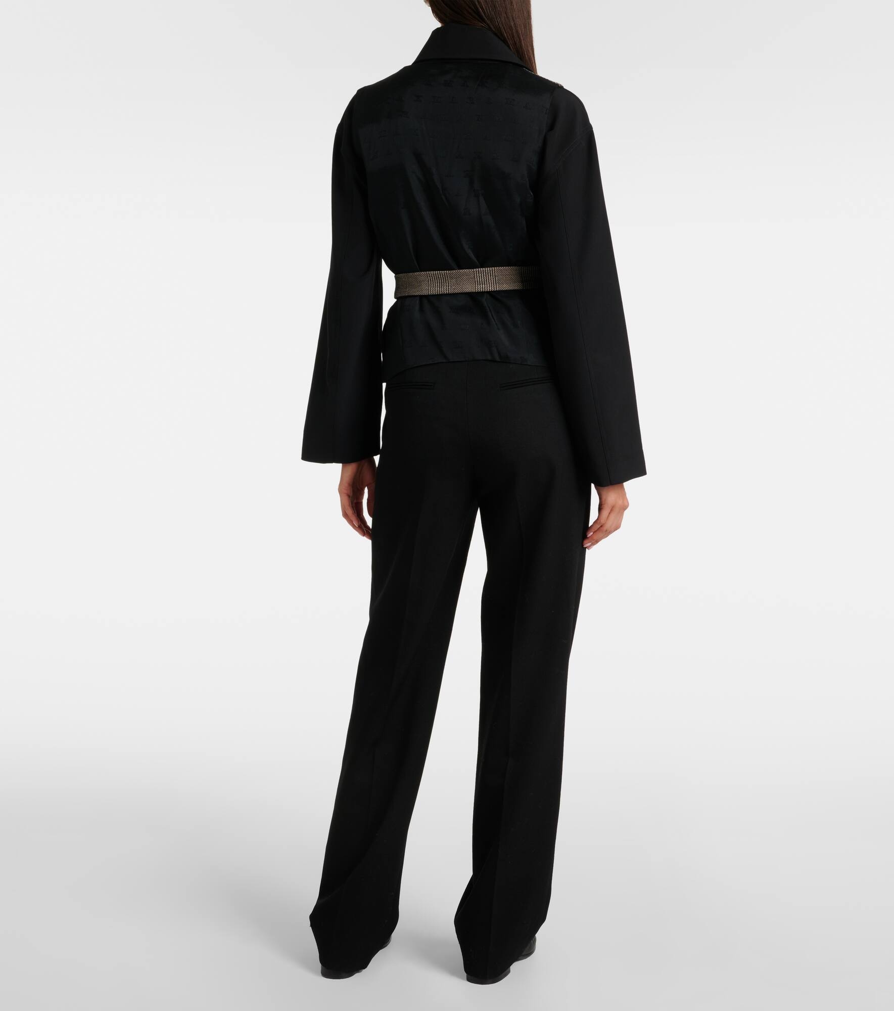 Adige houndstooth wool-blend wrap top - 3