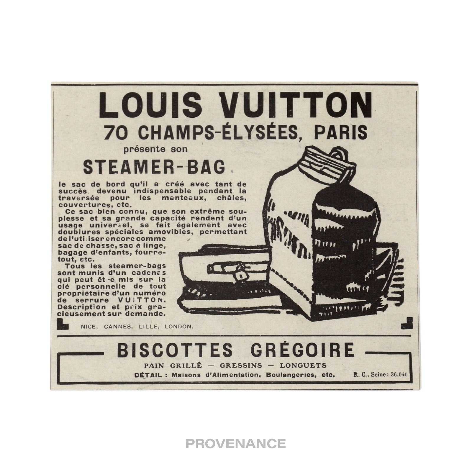 Louis Vuitton Antique Vintage Newsprint Ad - STEAMER-BAG - 3
