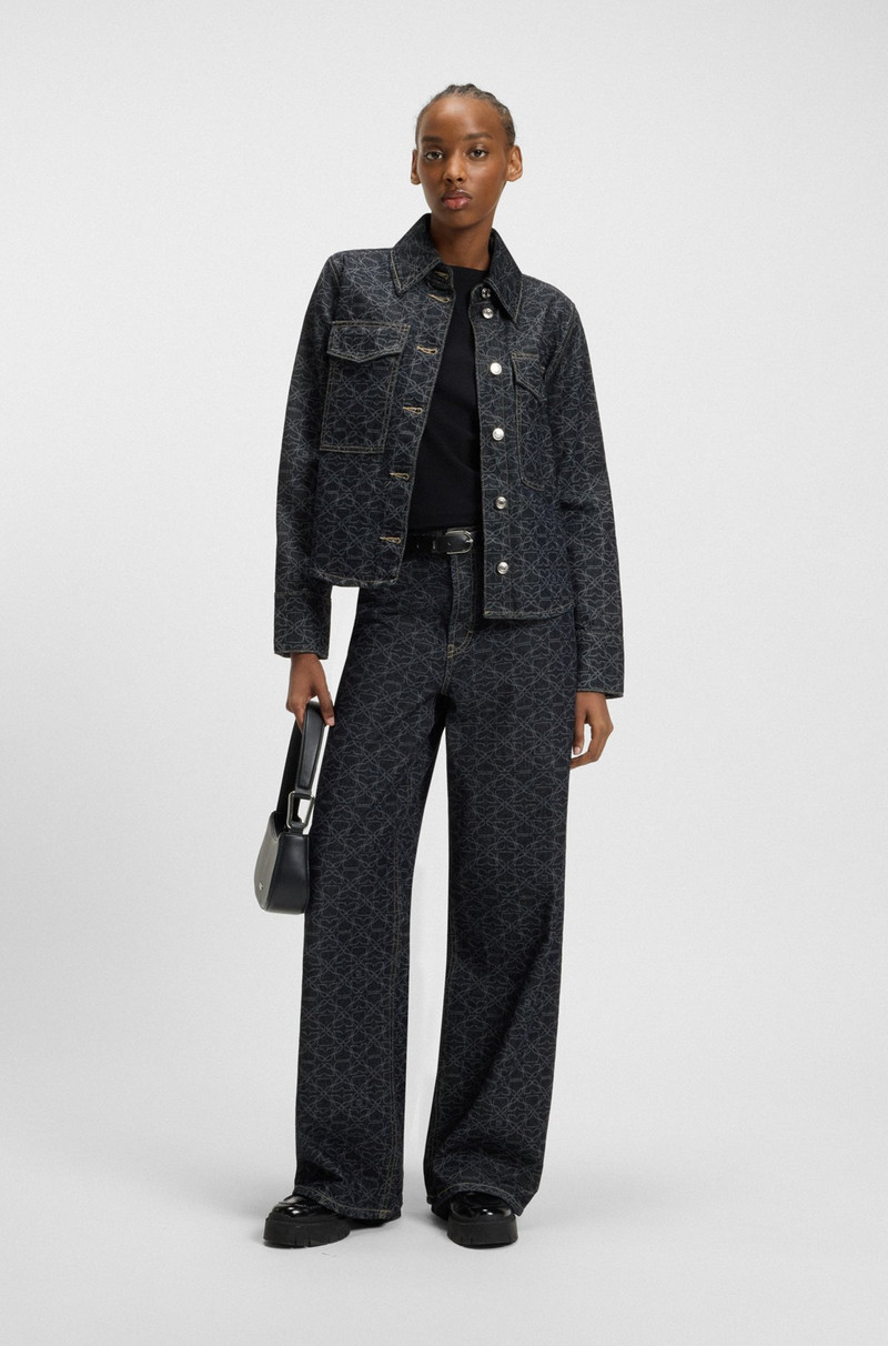 HUGO RIGID-DENIM JACKET WITH MONOGRAM LASER PRINT outlook