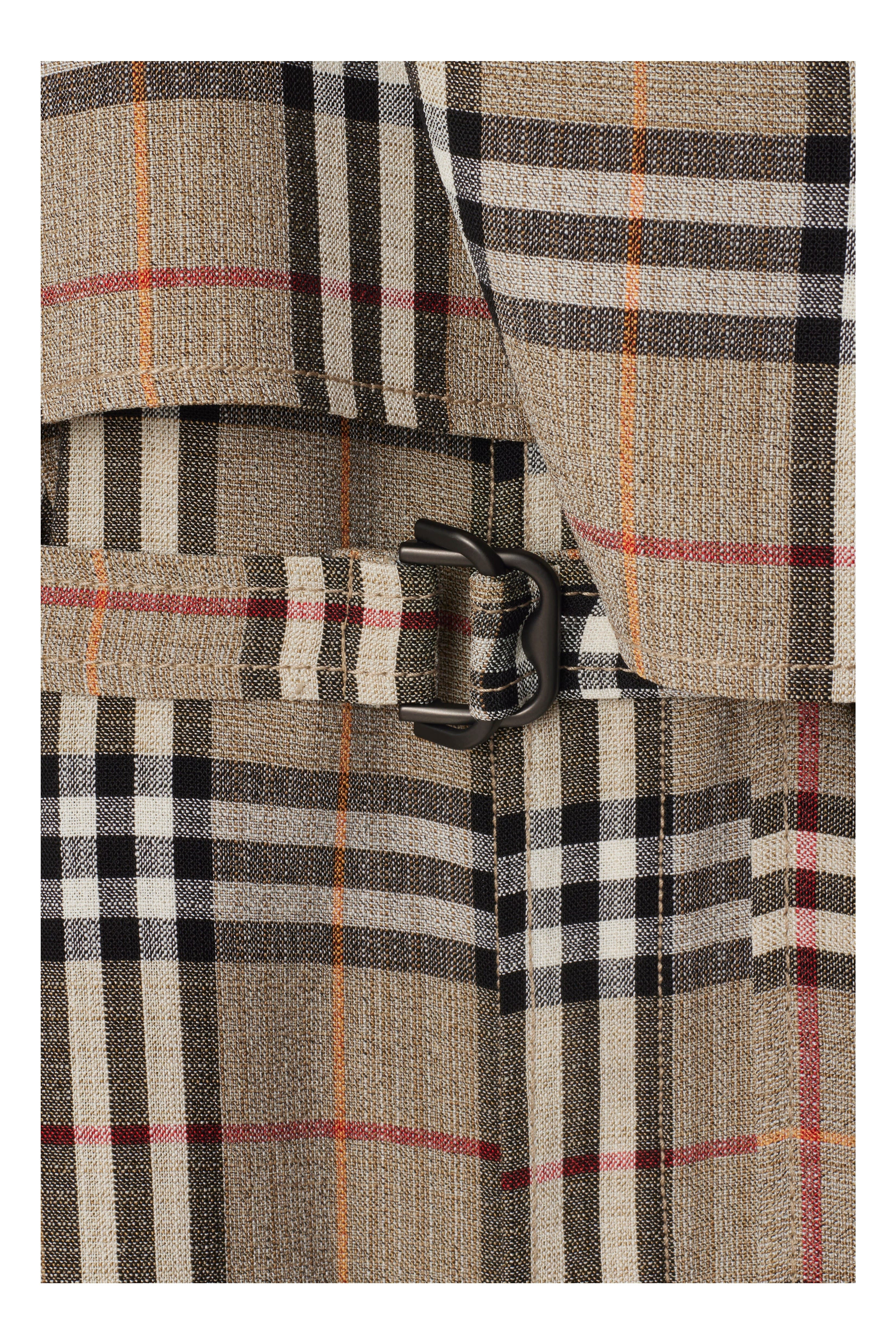 burberry Check Silk Blend Trench Dress in Limestone at Nordstrom - 6