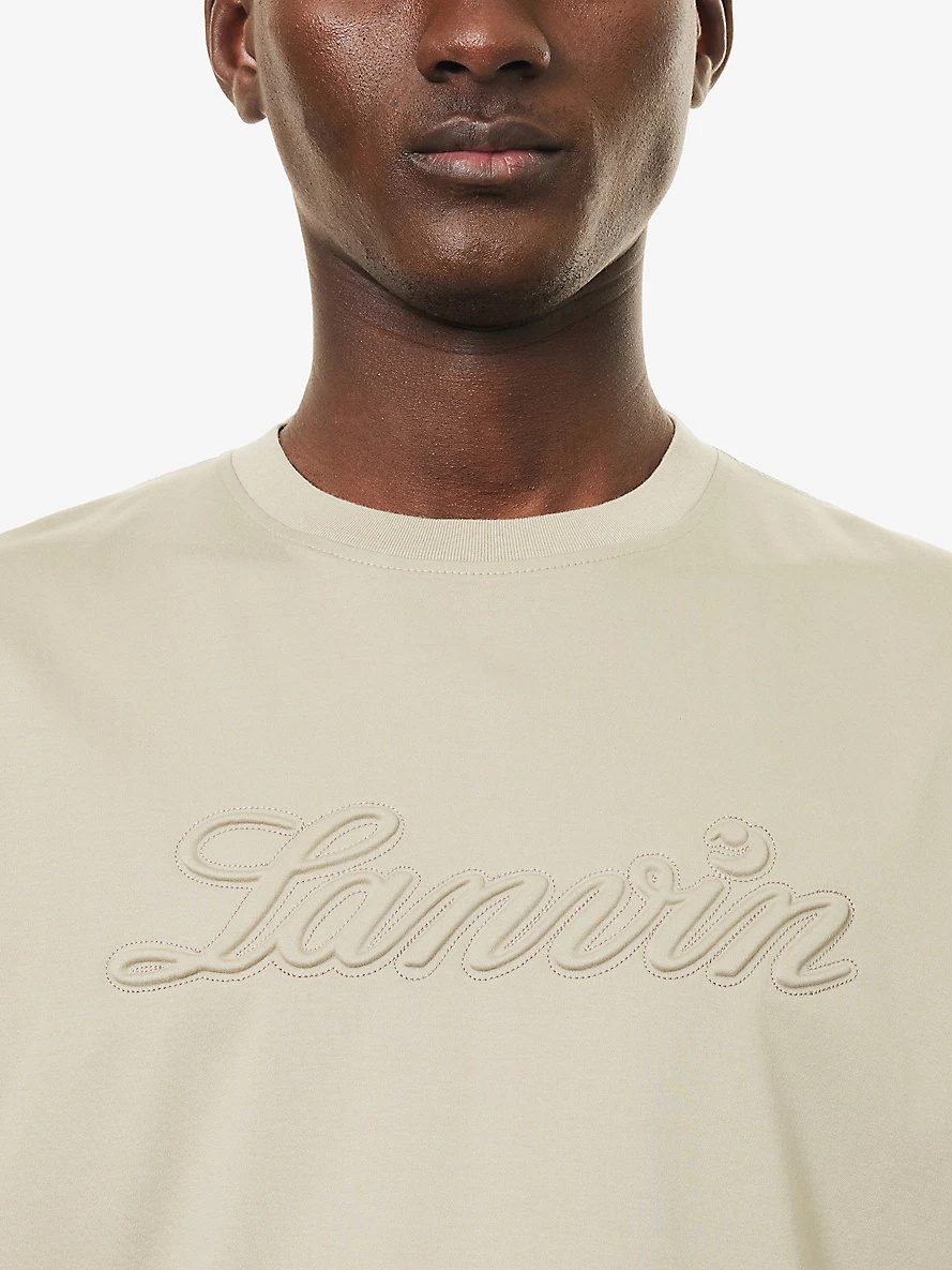 Embossed-Branding Crew-Neck Relaxed-Fit Cotton-Jersey T-Shirt - 5