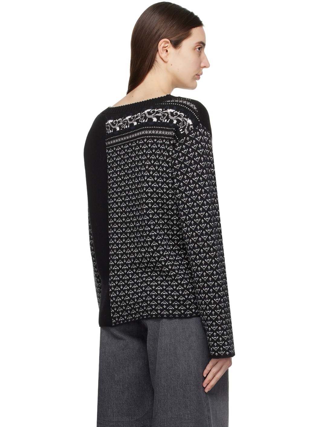 Black Paneled Sweater - 3