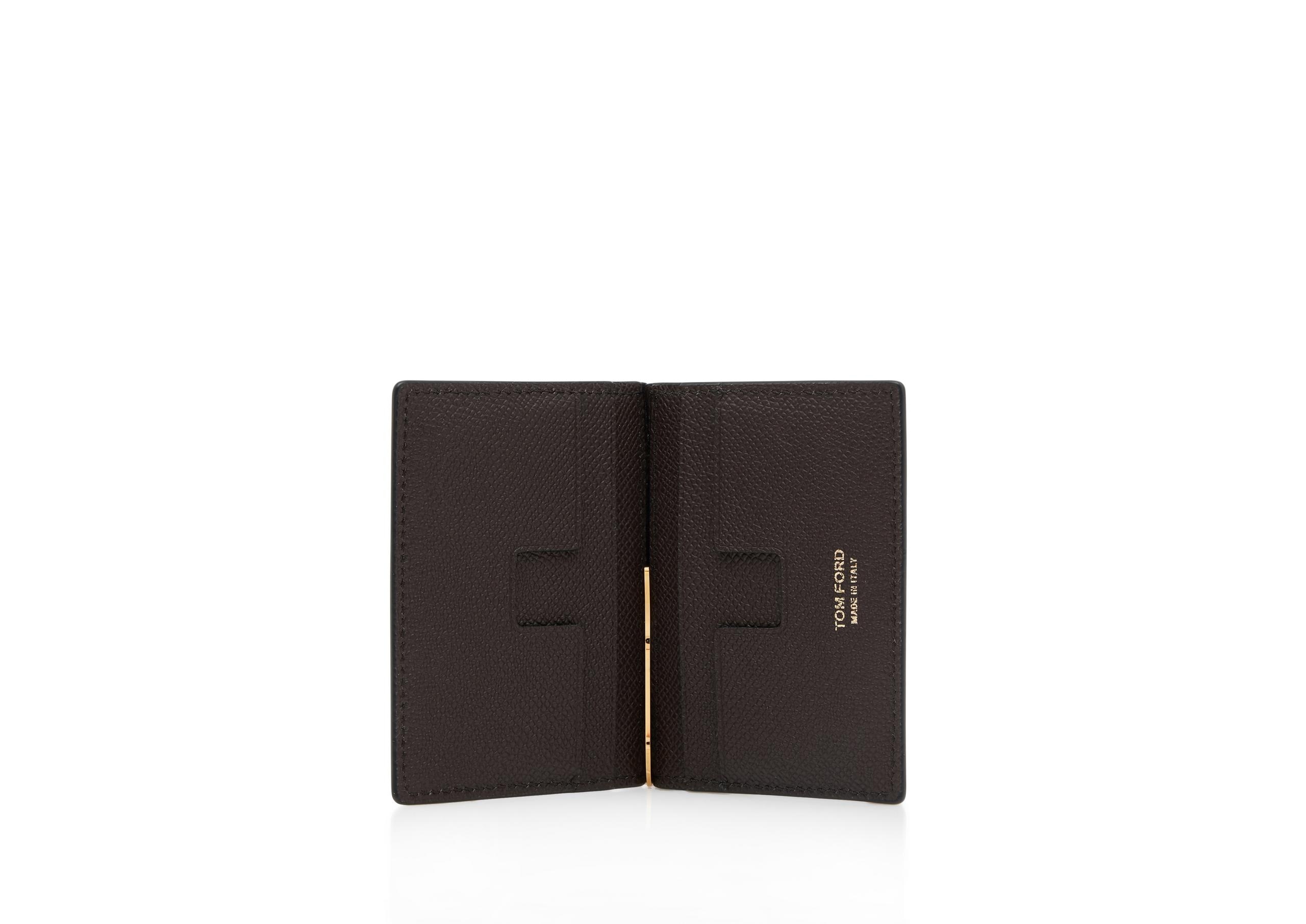 SMALL GRAIN LEATHER FOLDING MONEY CLIP CARDHOLDER - 2
