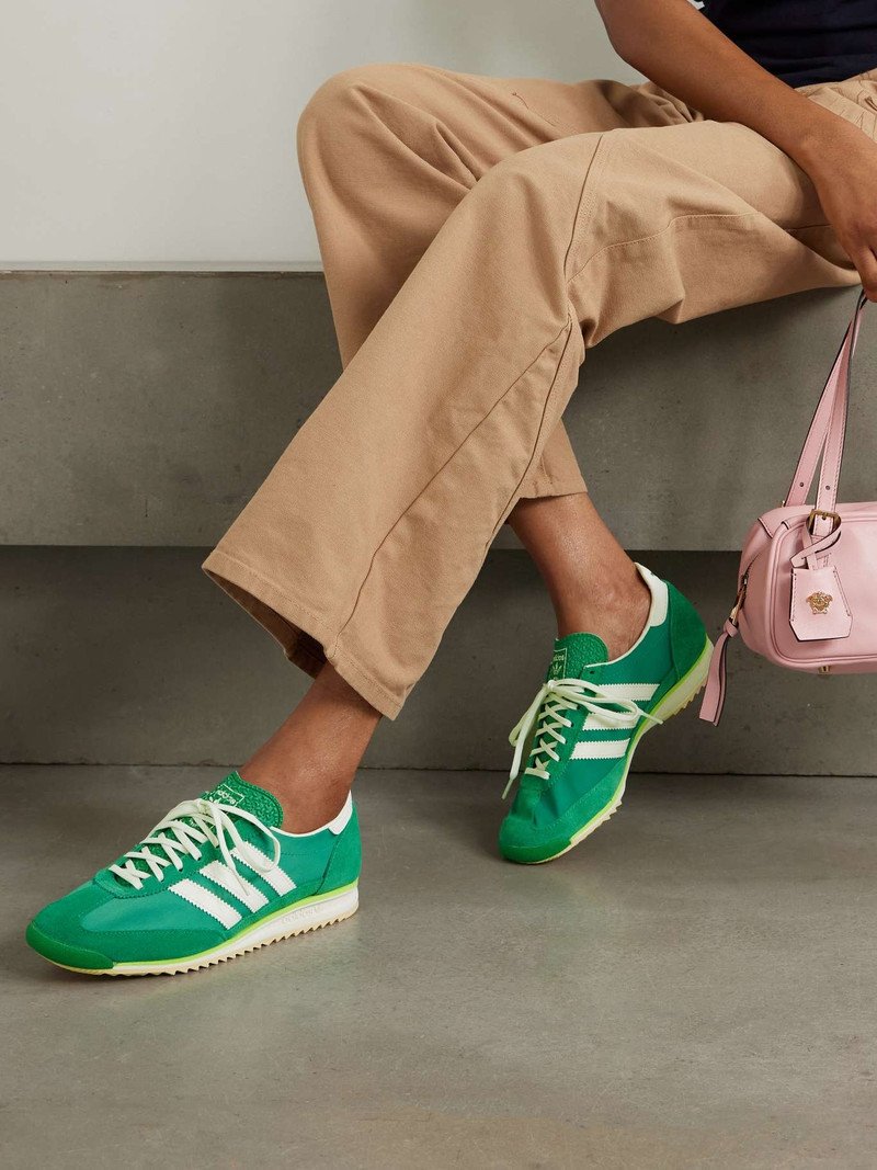 adidas Originals SL 72 OG suede and leather-trimmed canvas sneakers Green outlook