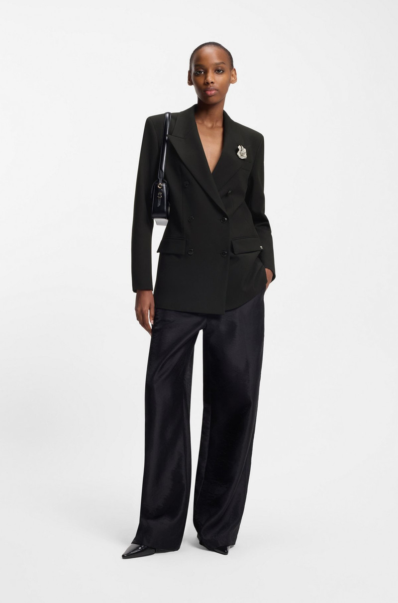 HUGO OVERSIZED-FIT BLAZER WITH RHINESTONE LAPEL BROOCH outlook