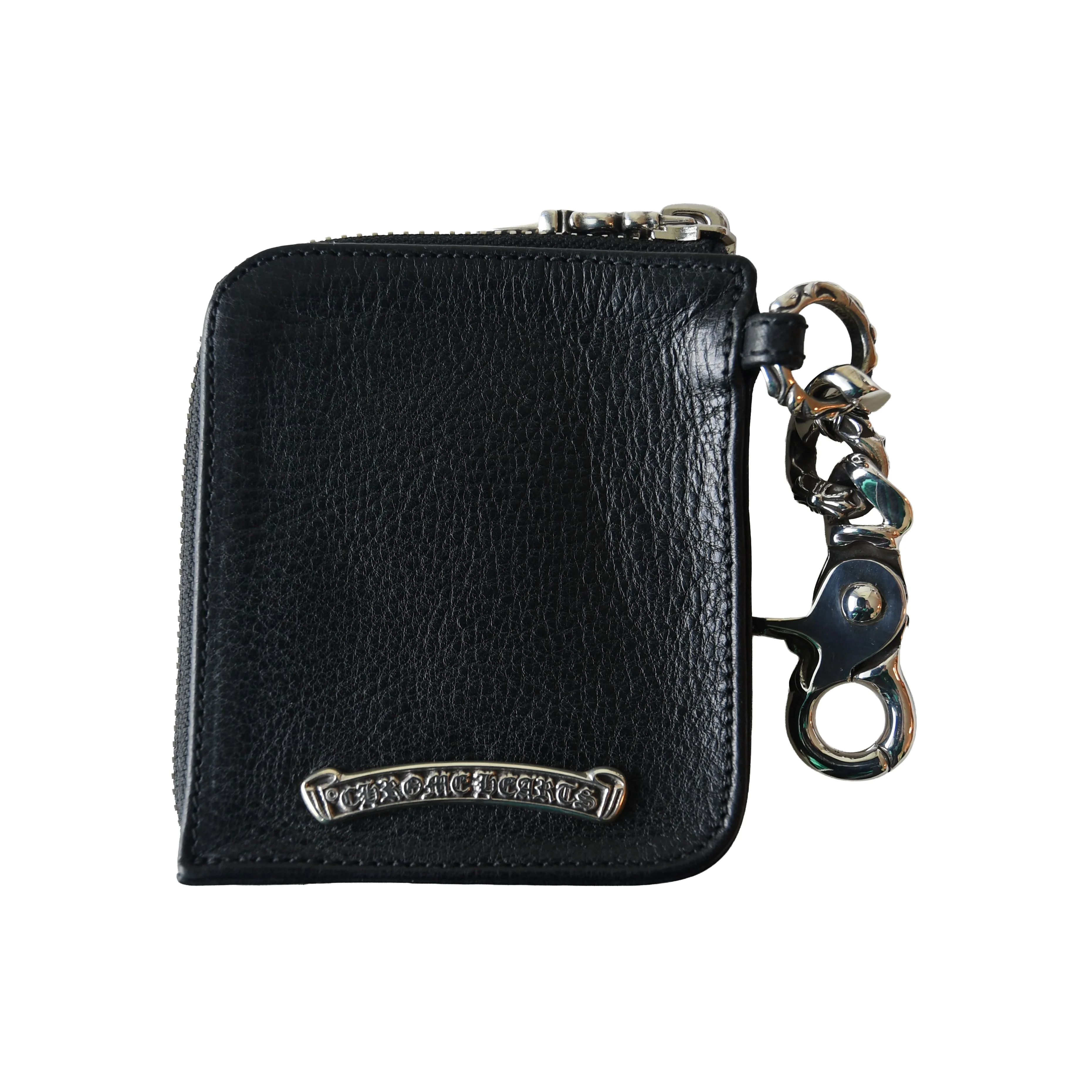 Chrome Hearts Tiny Zip Leather Coin Pouch Wallet Black - 1