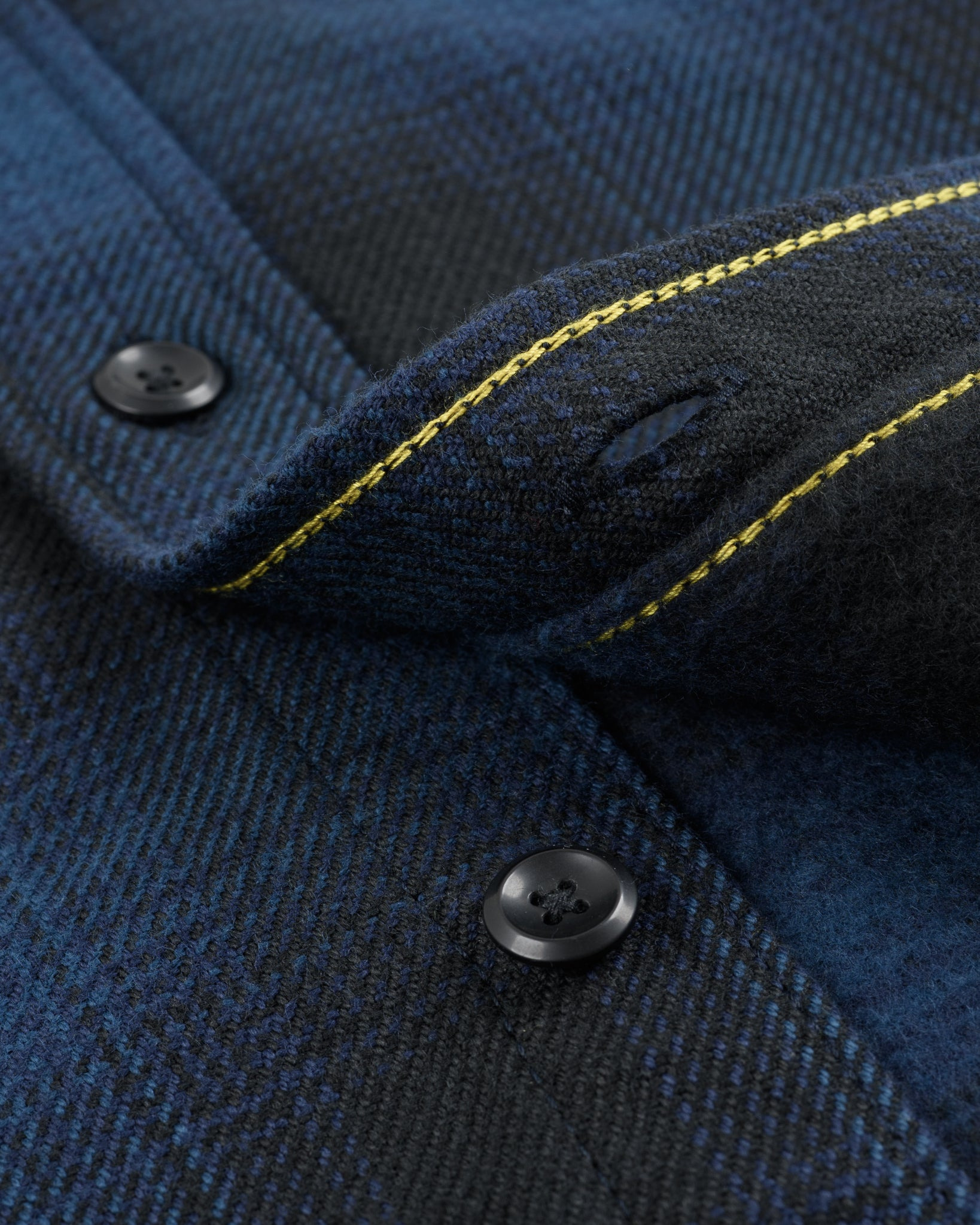 IHSH-265-NAV Ultra Heavy Flannel Ombré Check Work Shirt - Navy/Black - 12