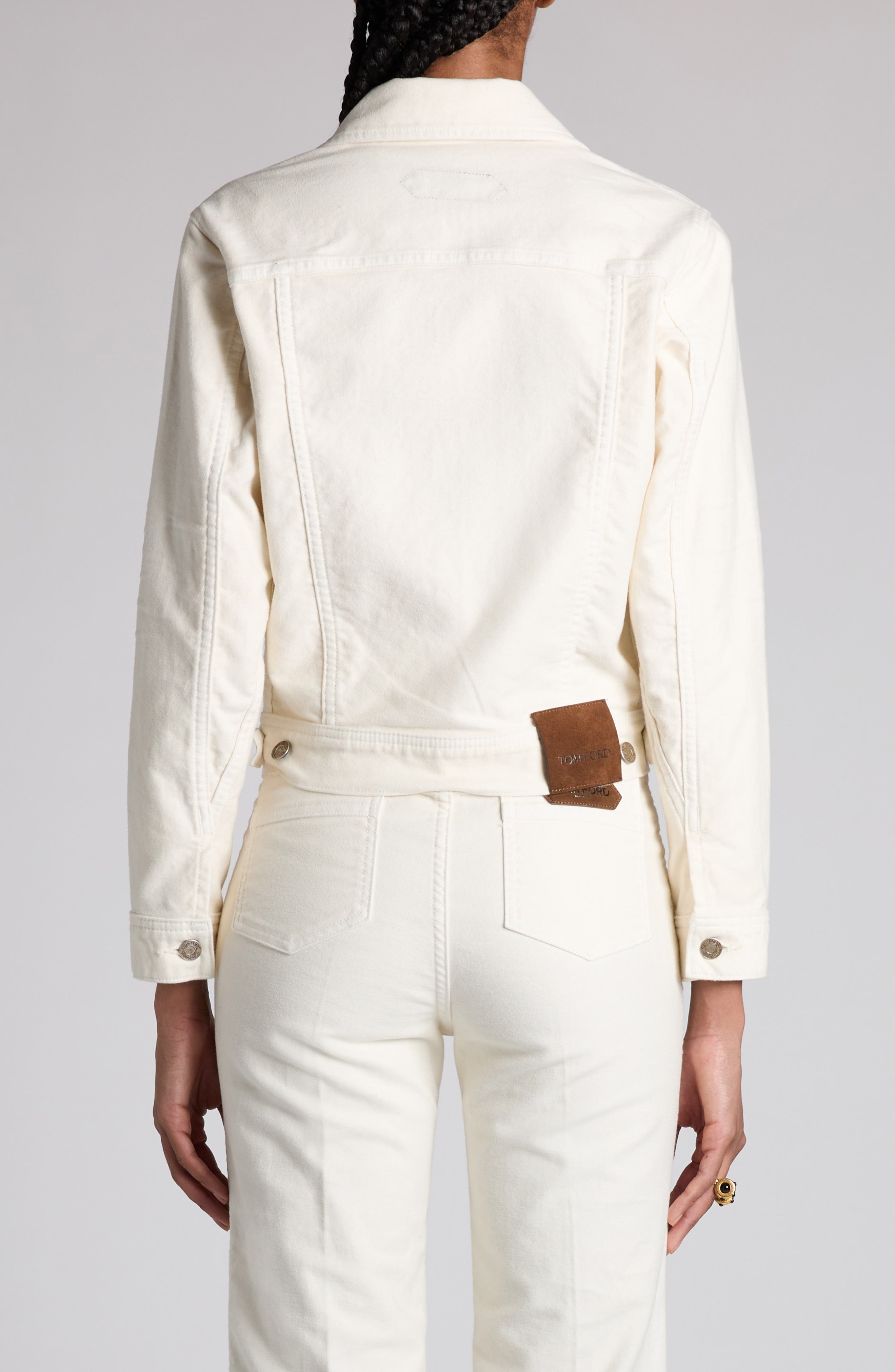 TOM FORD Moleskin Denim Trucker Jacket in Off White at Nordstrom - 3