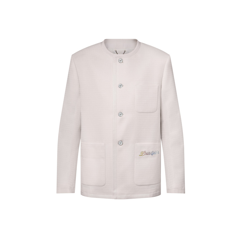 Preppy Collarless Wool Jacket 1