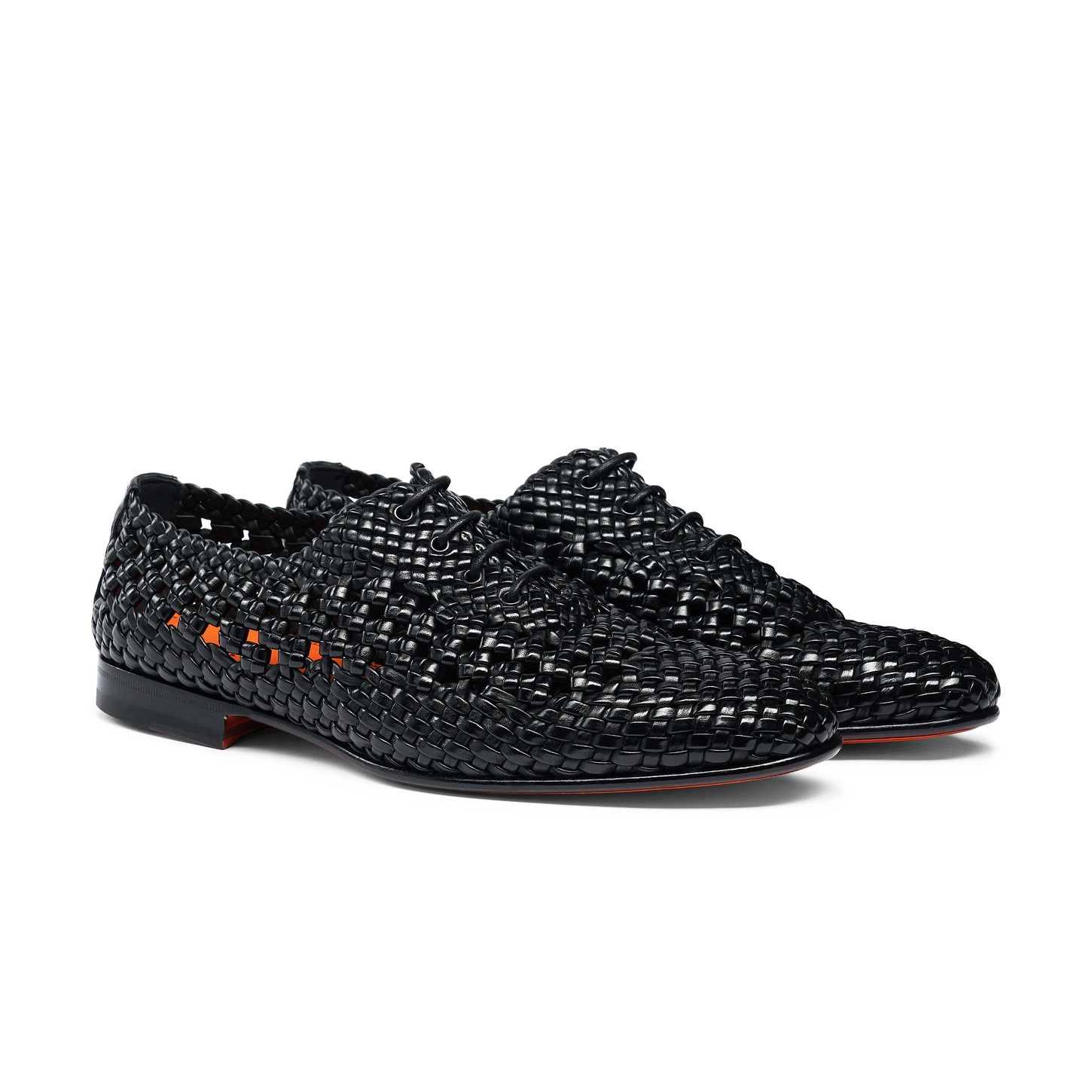 Men's black woven leather lace-up shoe - 3