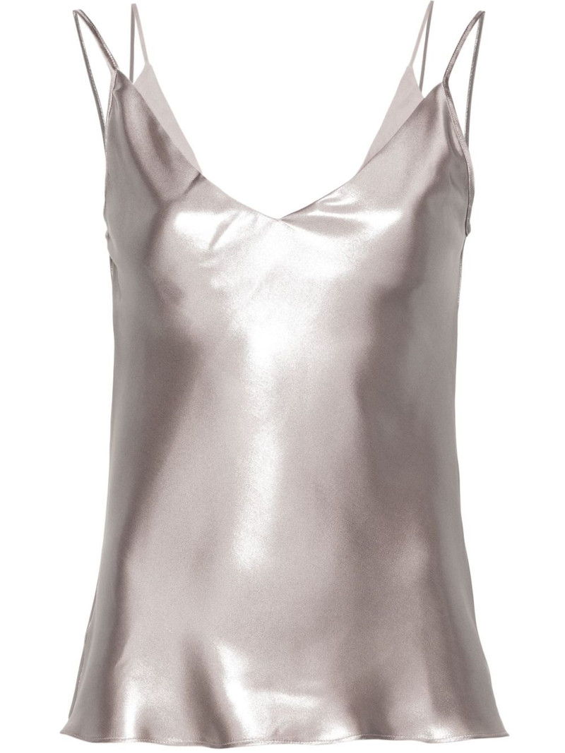 V-neck metallic-sheen tank top 1