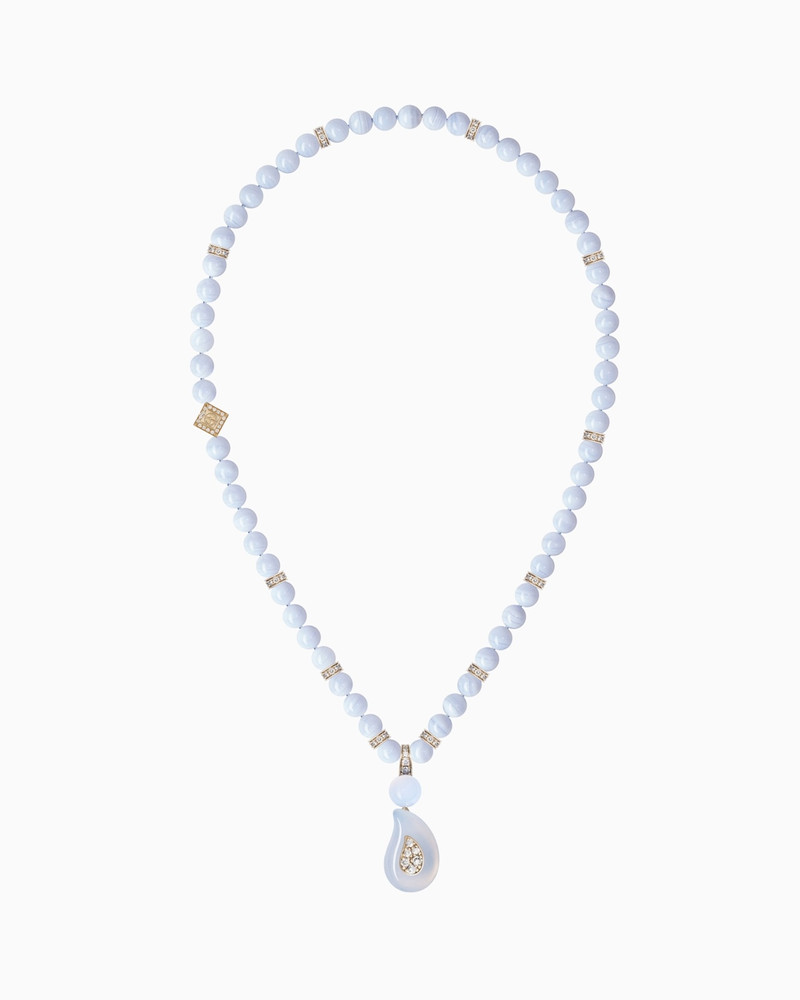 JOSEPHINE NECKLACE IN 18K GOLD, CHALCEDONY AND DIAMONDS 1
