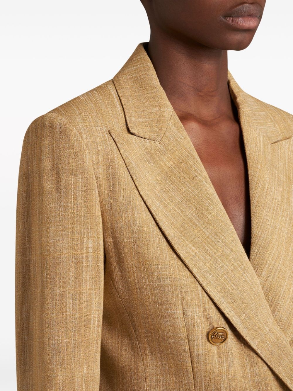 double-breasted slub blazer - 4
