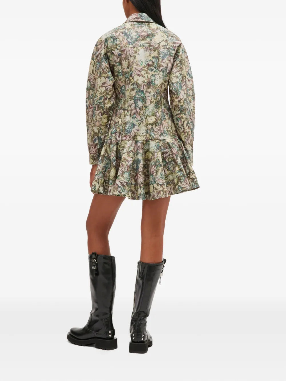 Printed Stretch Cotton Button Dress - 3