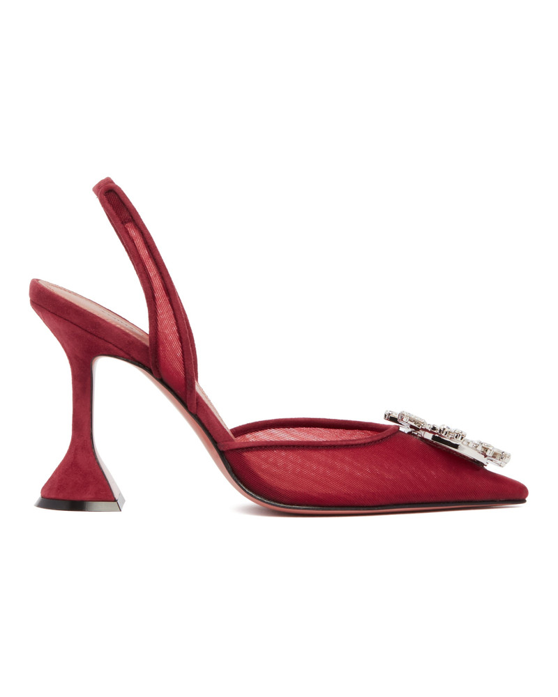 Amina Muaddi Burgundy Begum Mesh Pumps outlook