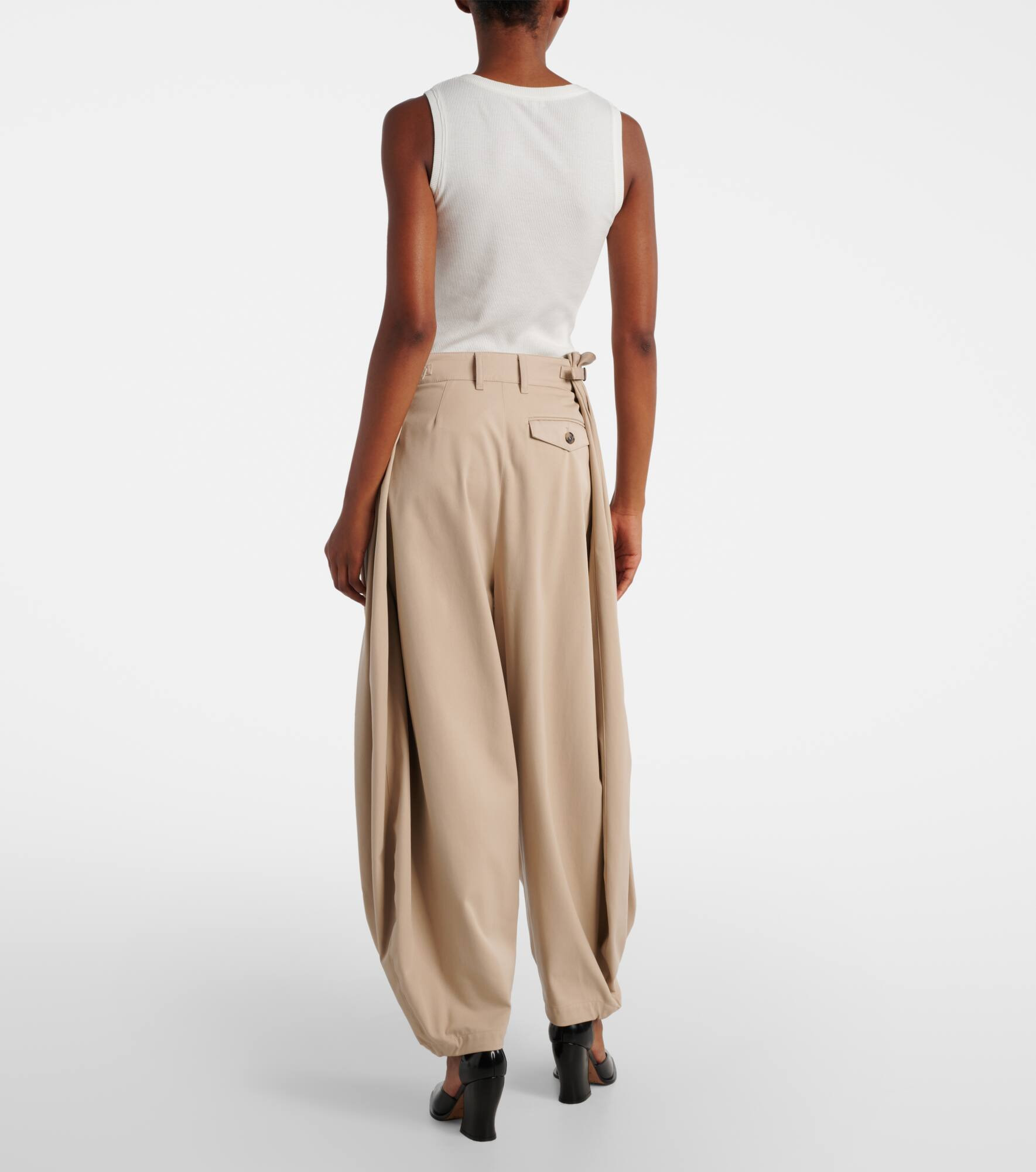Cotton and silk twill balloon pants - 3