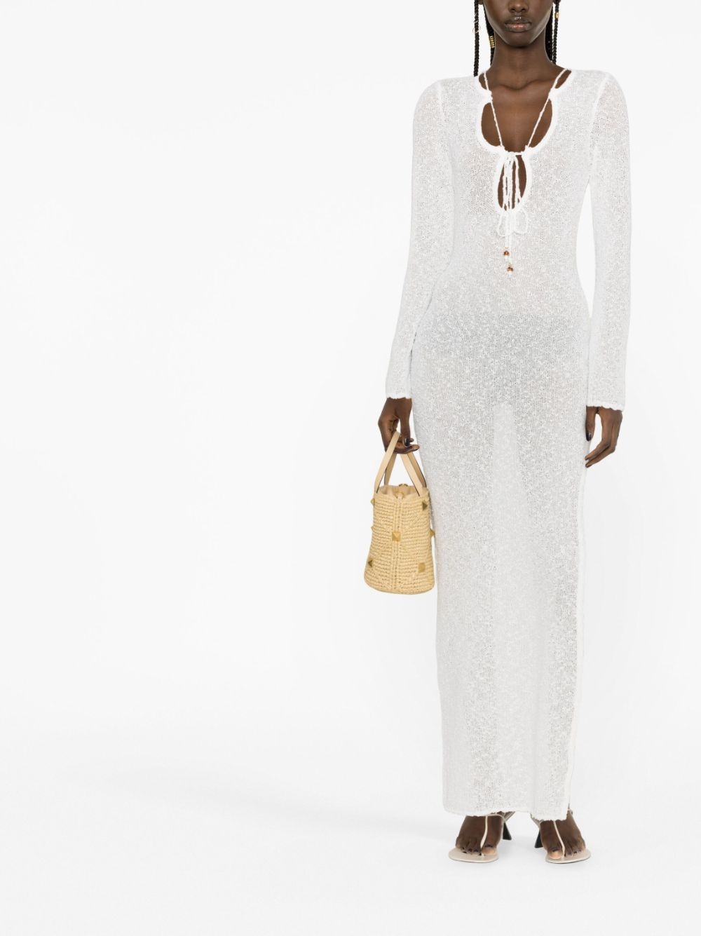 cut-out bouclé dress - 2