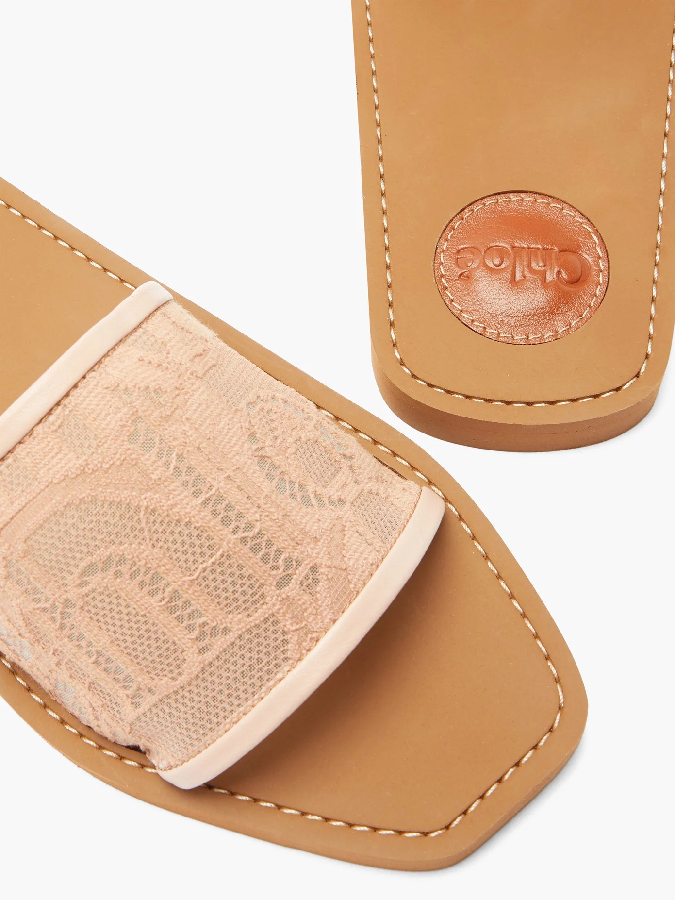 Woody logo-lace and leather slides - 6