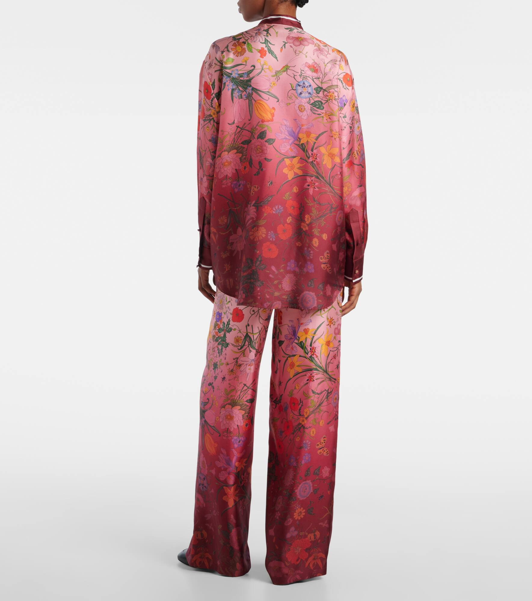 Floral tie-neck silk shirt - 3