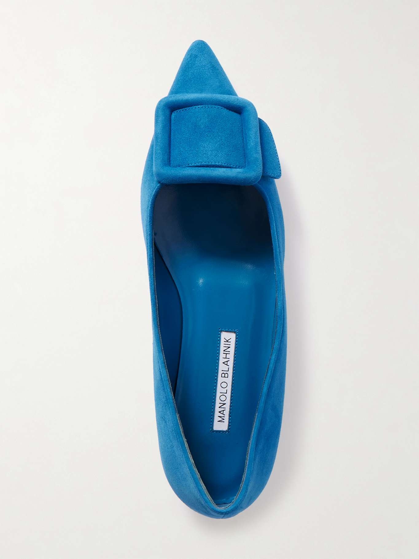 【MANOLO BLAHNIK】Maysale ブライトブルー スエード フラット スエード バックルパンプス（シューズ）｜MANOLO BLAHNIK