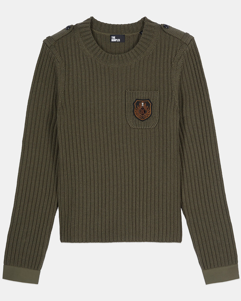 KHAKI RIBBED KNIT SWEATER 1