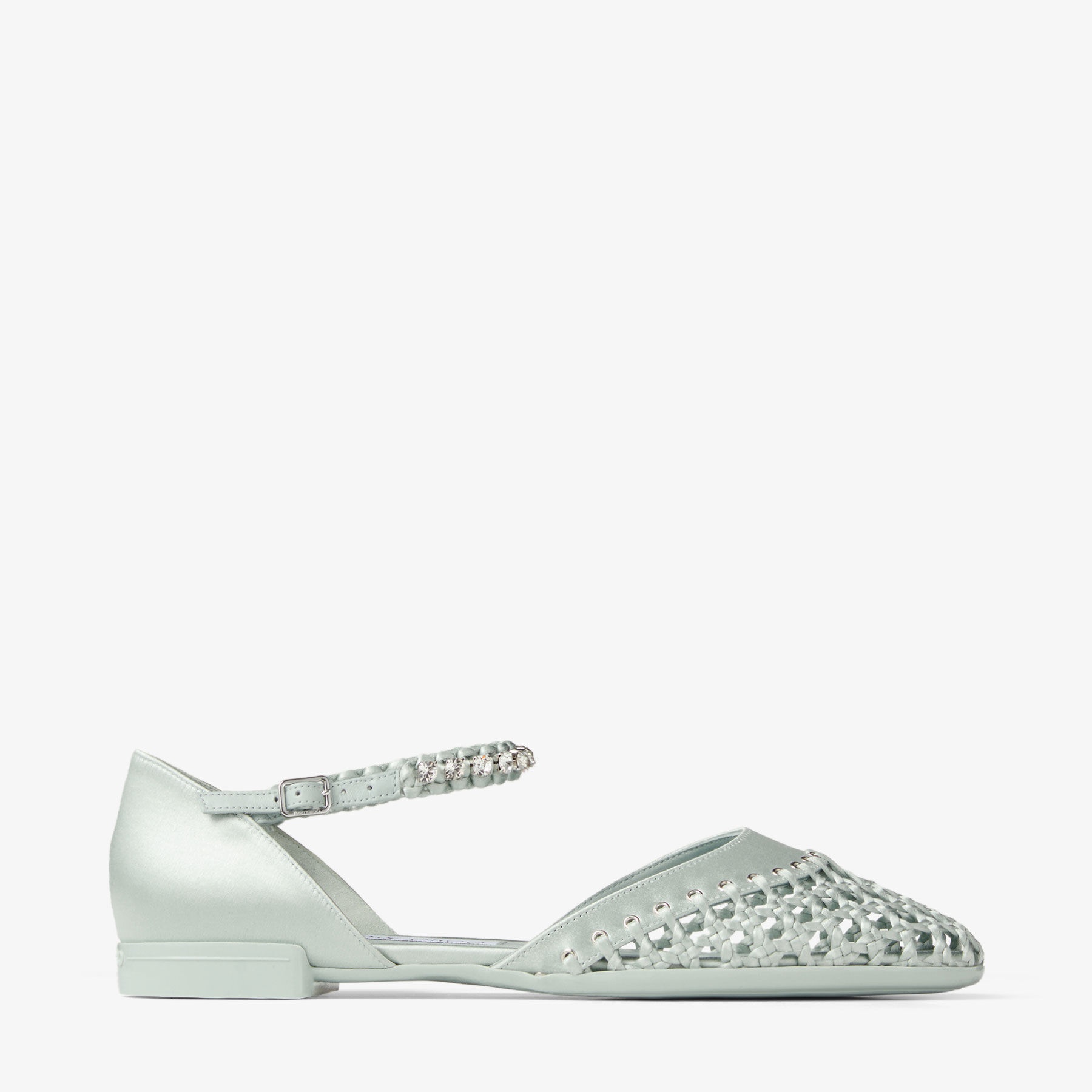 Dila Ballerina
Light Verde Satin Ballet Flats with Crystal Embellishment - 1
