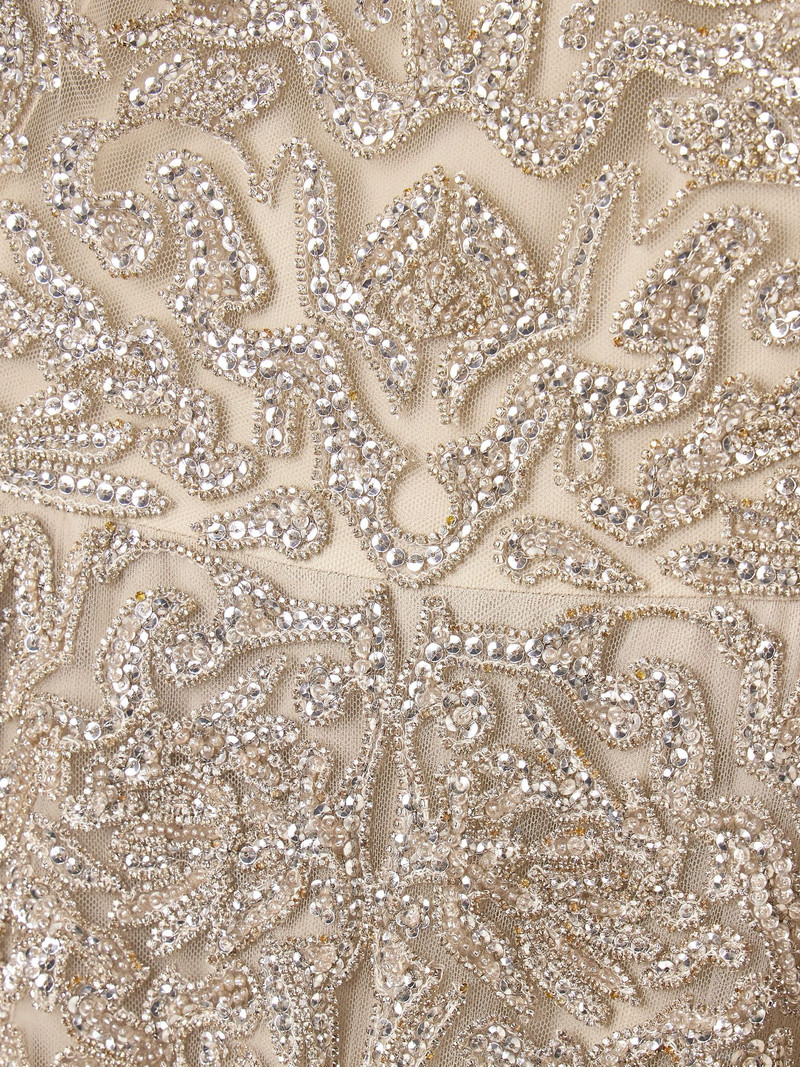 Freya draped embellished tulle gown Beige 4