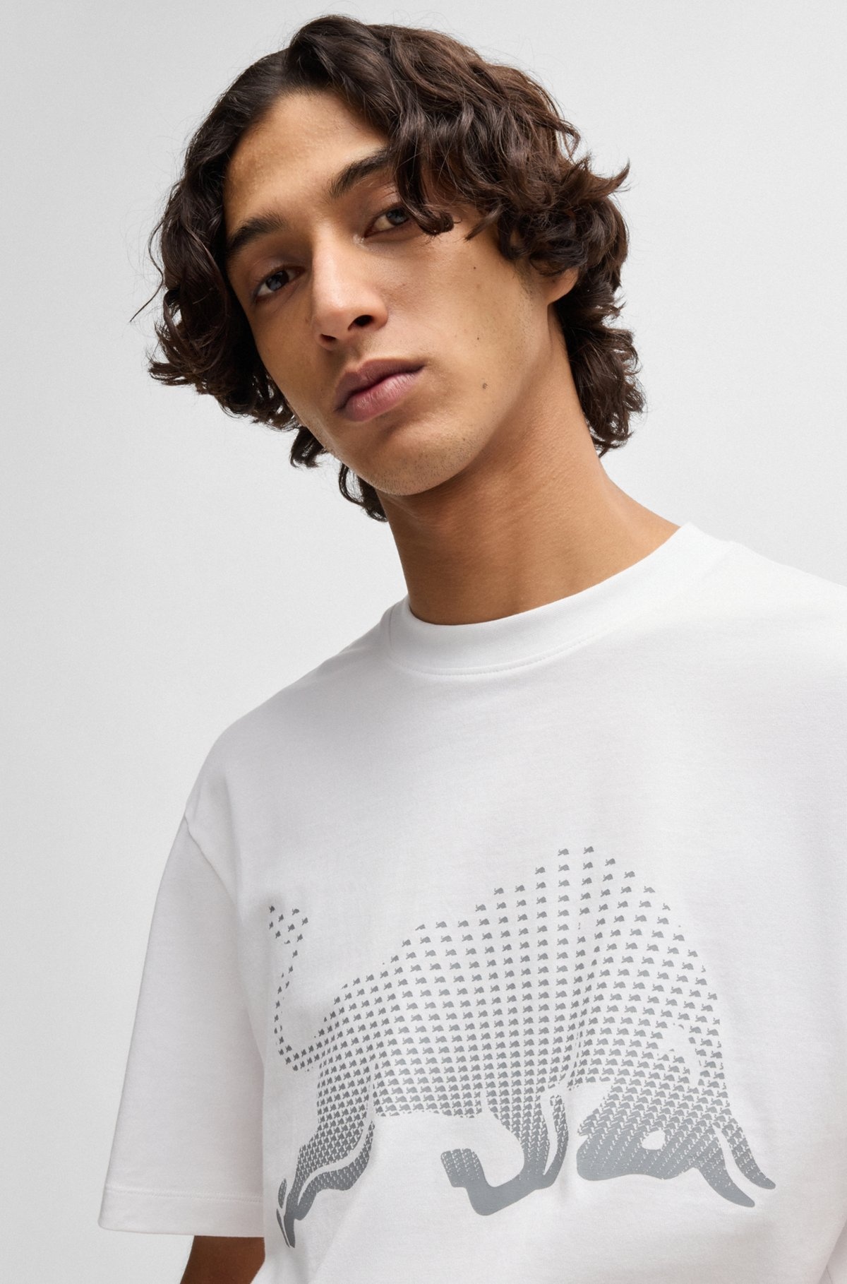 HUGO X RB COTTON-JERSEY T-SHIRT WITH DEGRADÉ BULL GRAPHIC - 3
