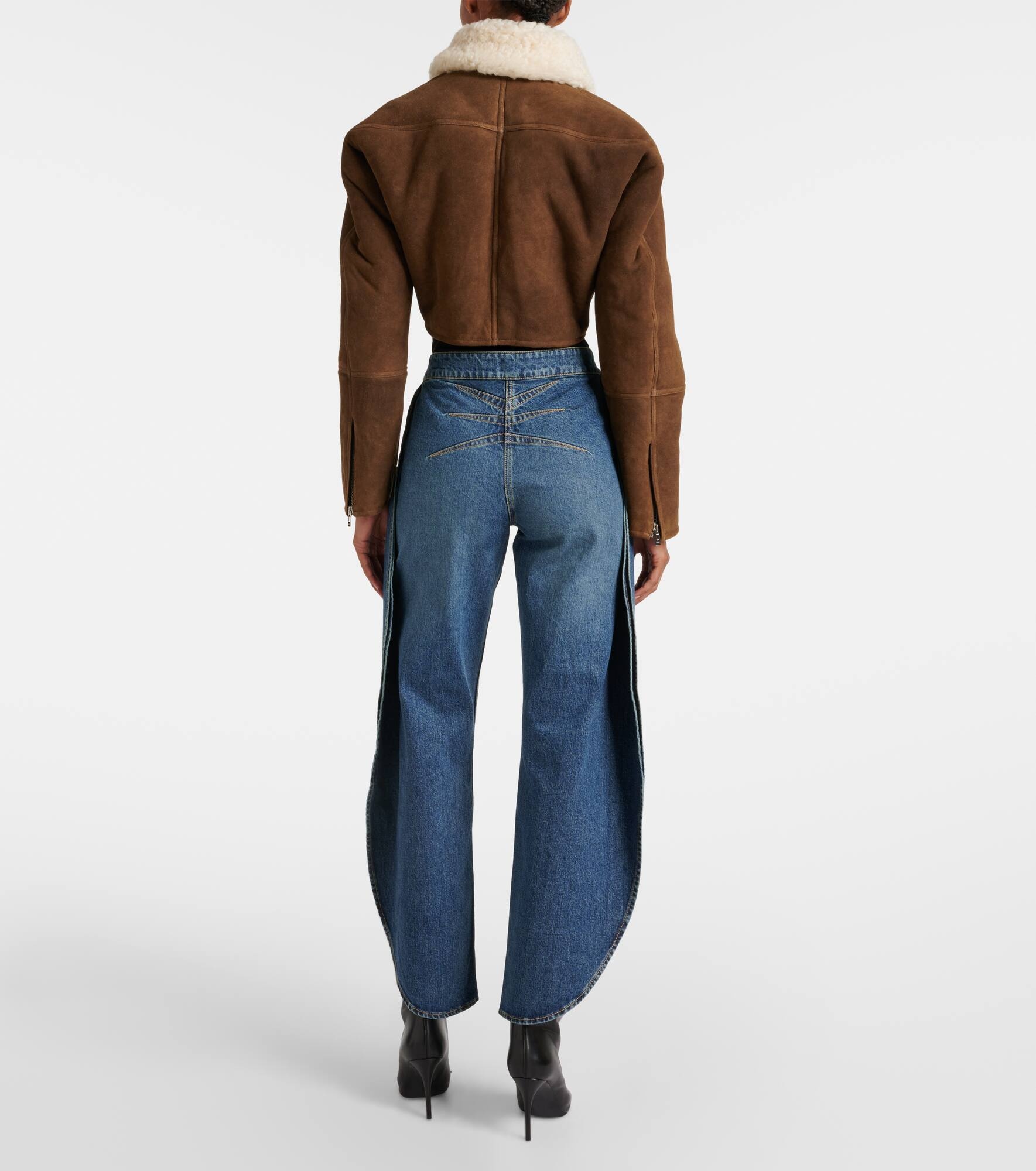 Shearling-trimmed suede jacket - 3