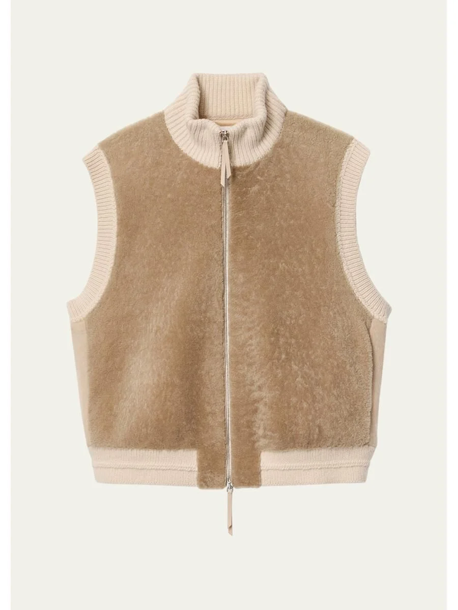 x The Morning Show Shearling & Camel Hair Vest - 1