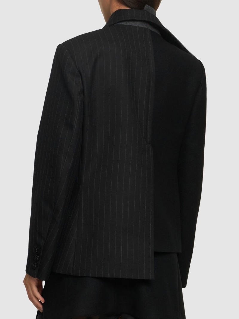 Chalk stripe & wool melton blazer - 3