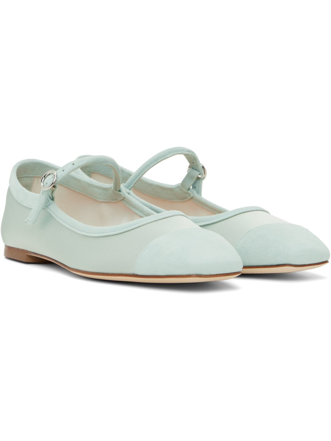 Blue Uma Satin Toe-Cap Ballerina Flats - 4