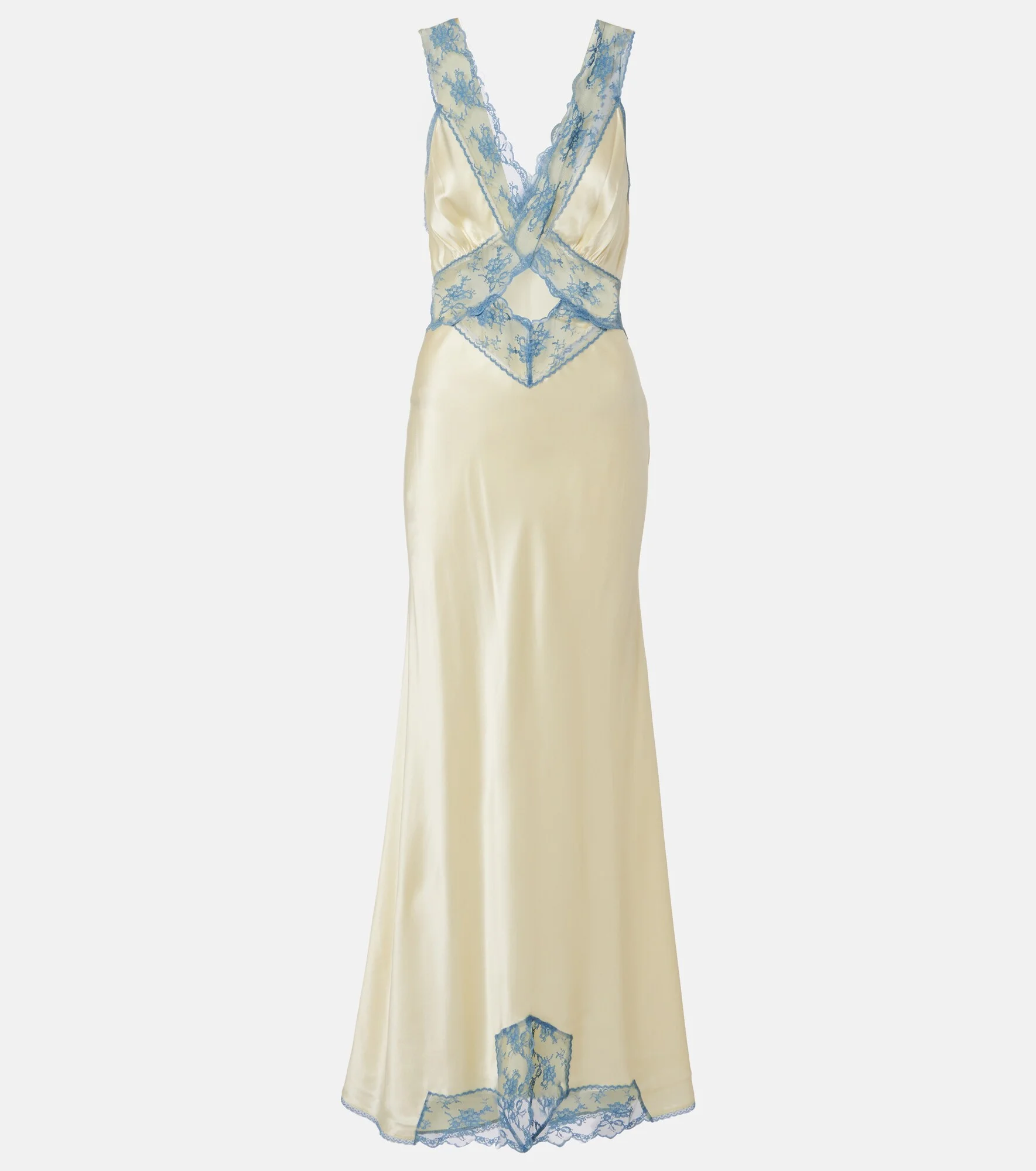 Lace-trimmed silk maxi dress - 1