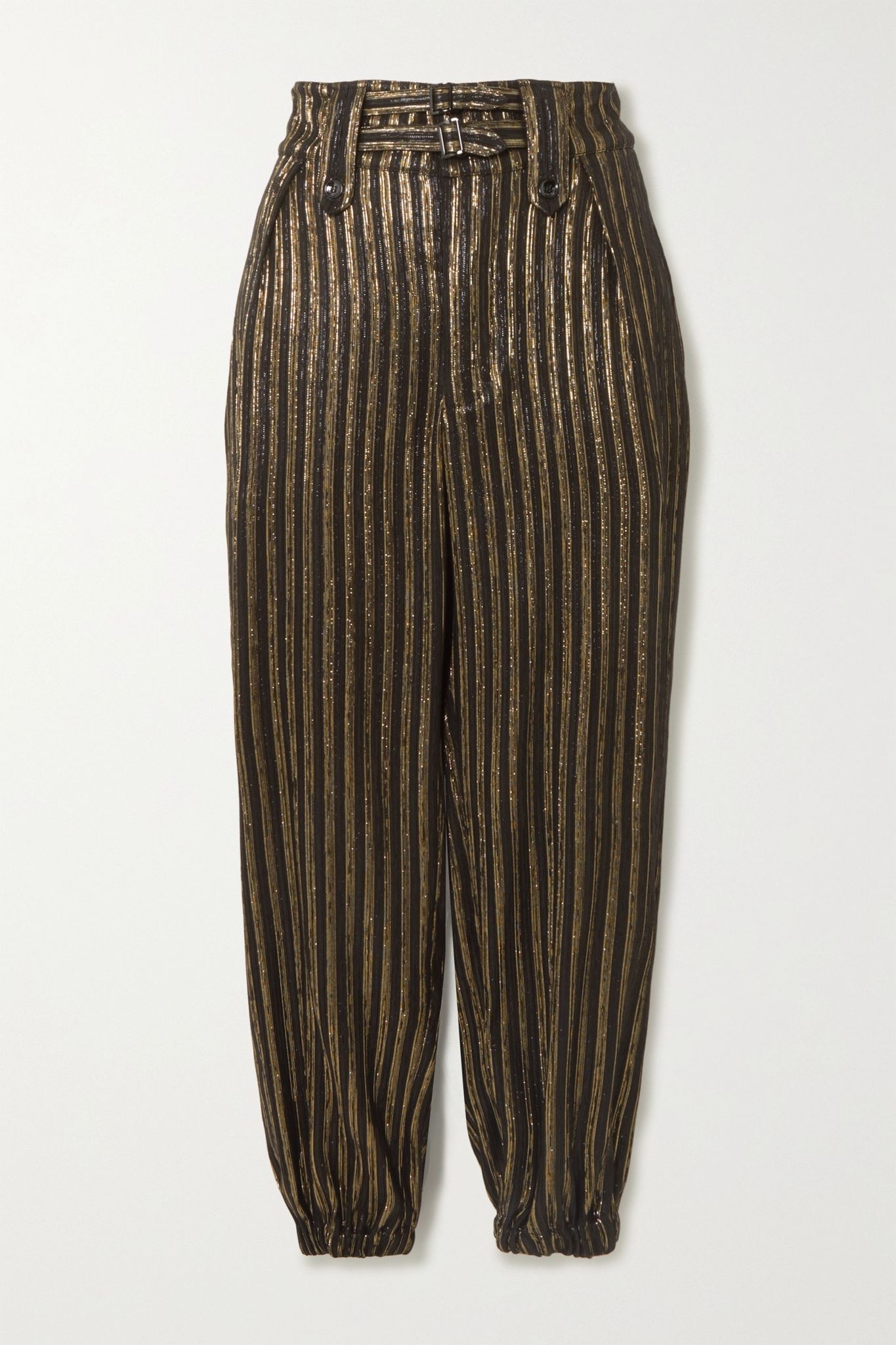 Metallic striped woven tapered pants - 1