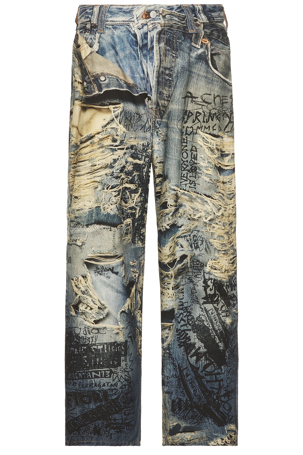 2023m Torn Scribble Trompe Loeil Denim Jean - 1