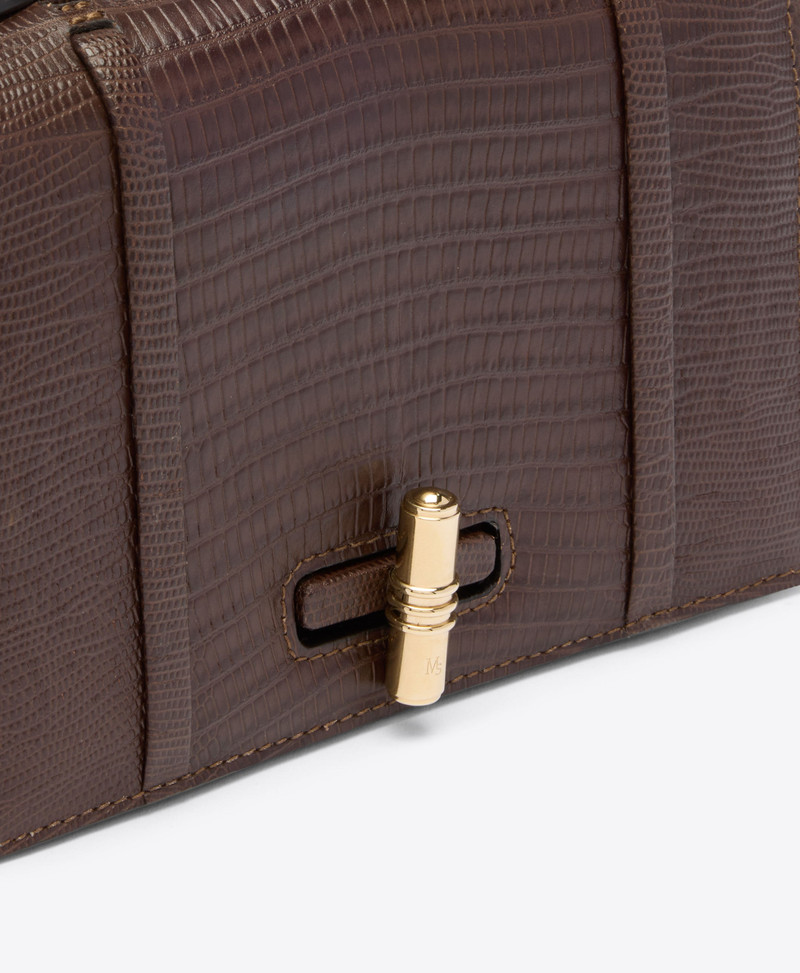 May Dark Brown Embossed Leather Small Handbag 5
