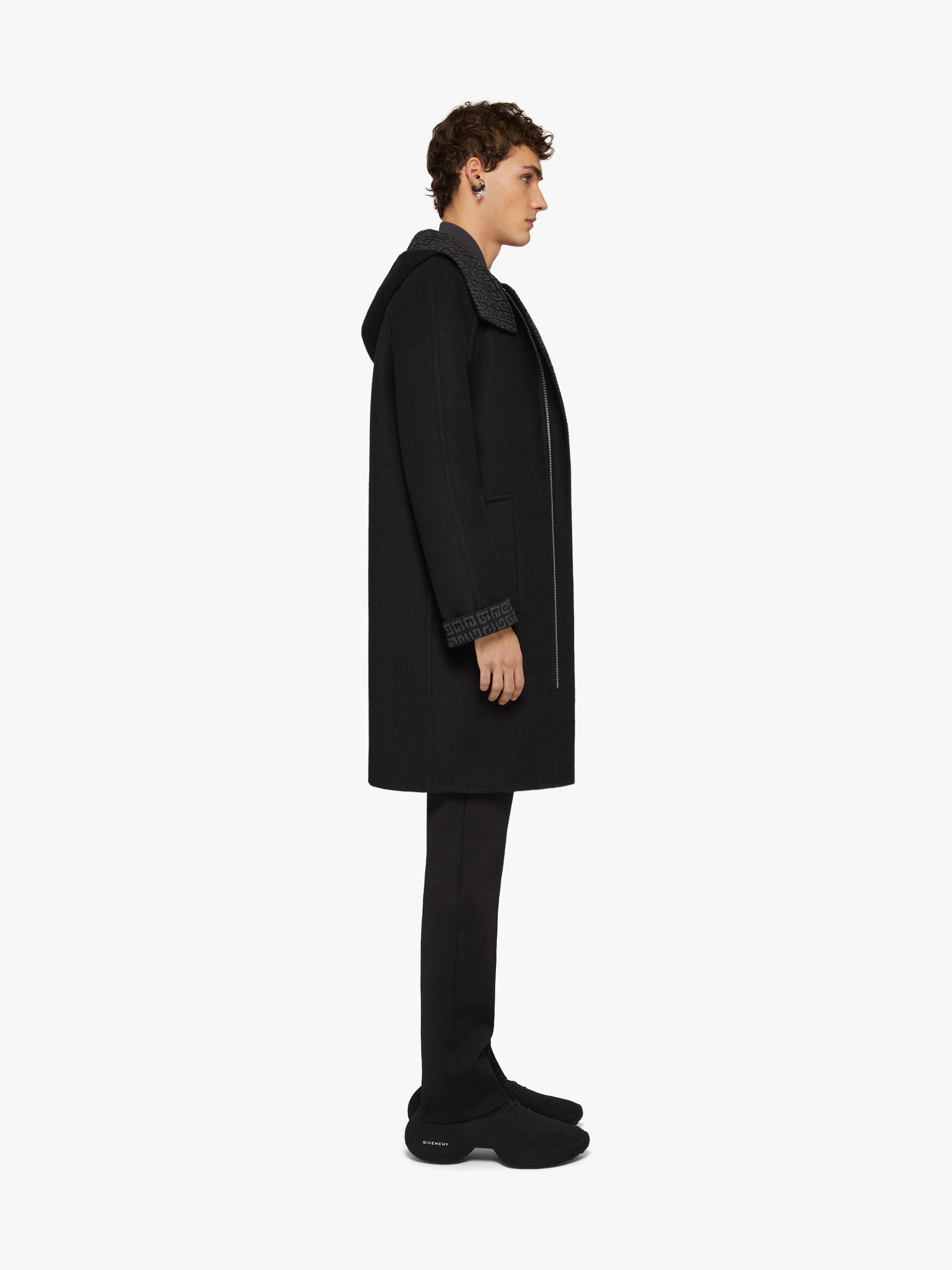 COAT WITH HOOD IN WOOL, CASHMERE AND SILK - 3