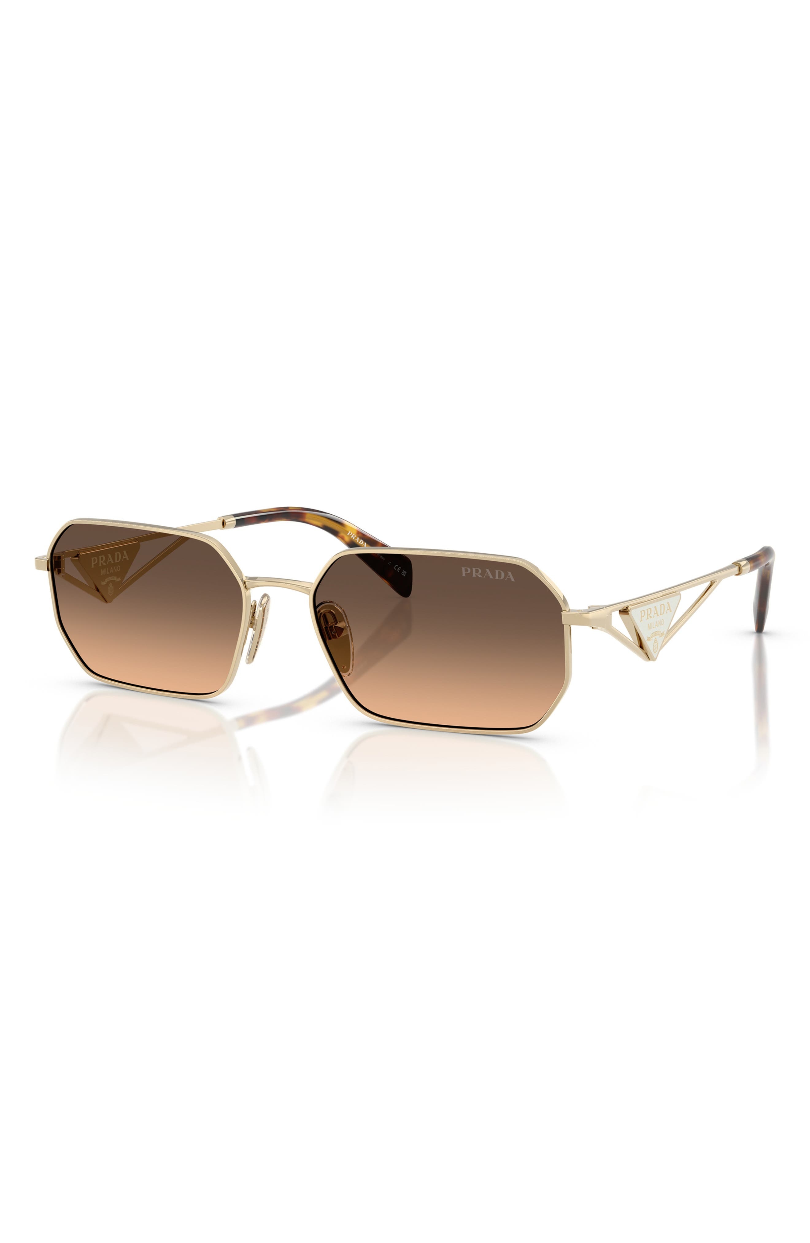 Prada 58mm Gradient Rectangular Sunglasses in Pale Gold at Nordstrom - 2