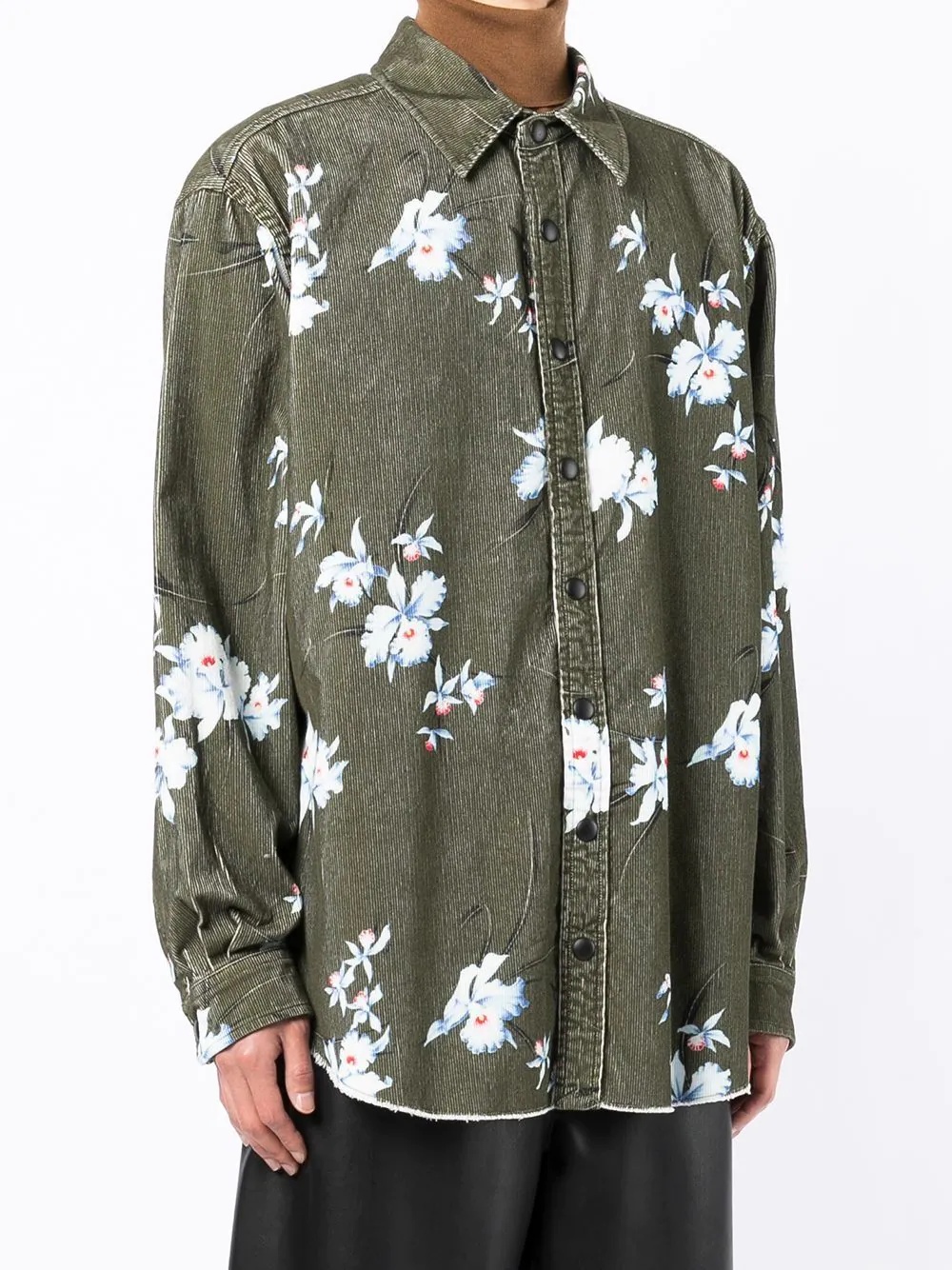 floral-print corduroy shirt - 3