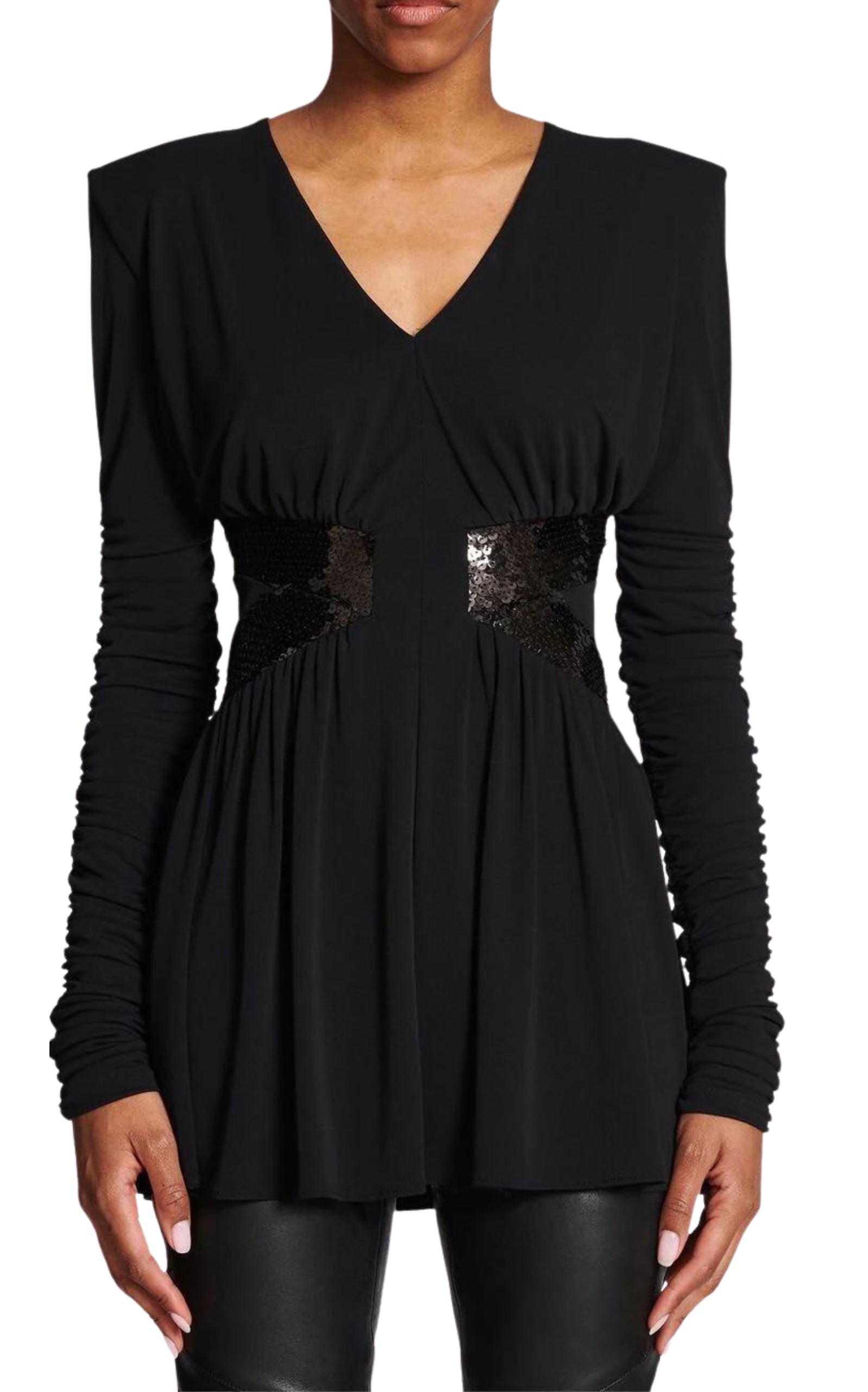 Sequin-embellished V-neck Mini Dress - 5