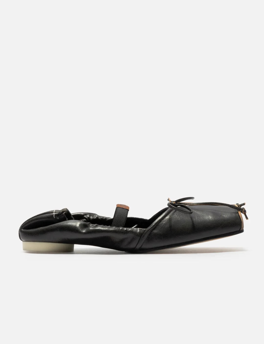 SQUARE-TOE LEATHER BALLERINA SHOES - 1