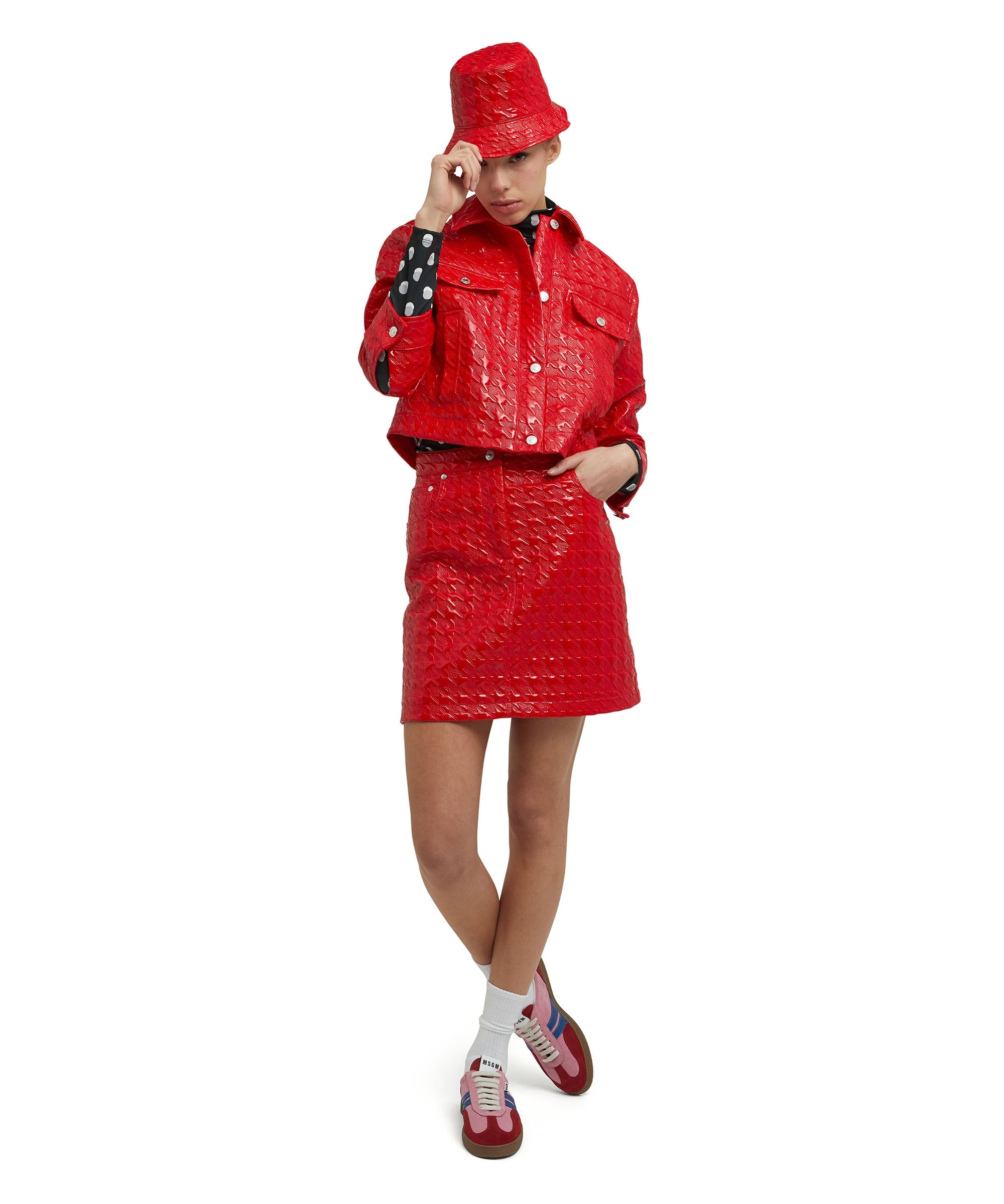 Jacket with "Embossed Houndstooth Check Vinyl" - 5