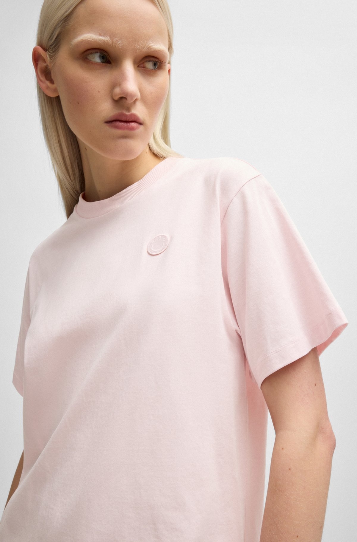 COTTON JERSEY T-SHIRT WITH CURVED LOGO - 5