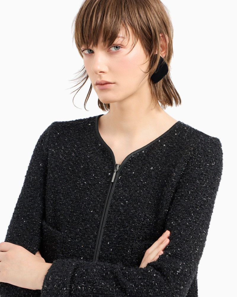 Lurex tweed zip-up jacket with micro sequins 5