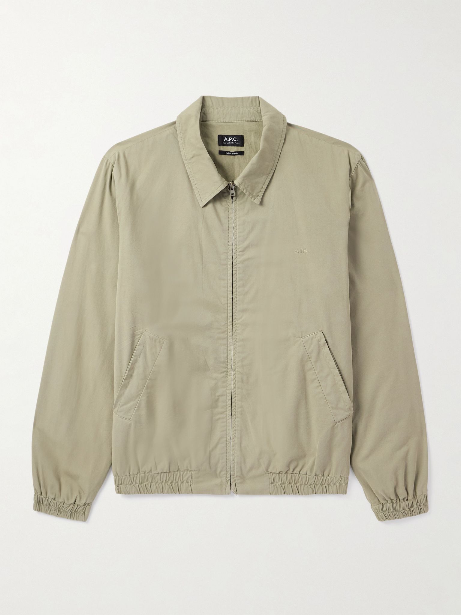 Gilbert Logo-Embroidered Cotton-Twill Blouson Jacket Green - 1