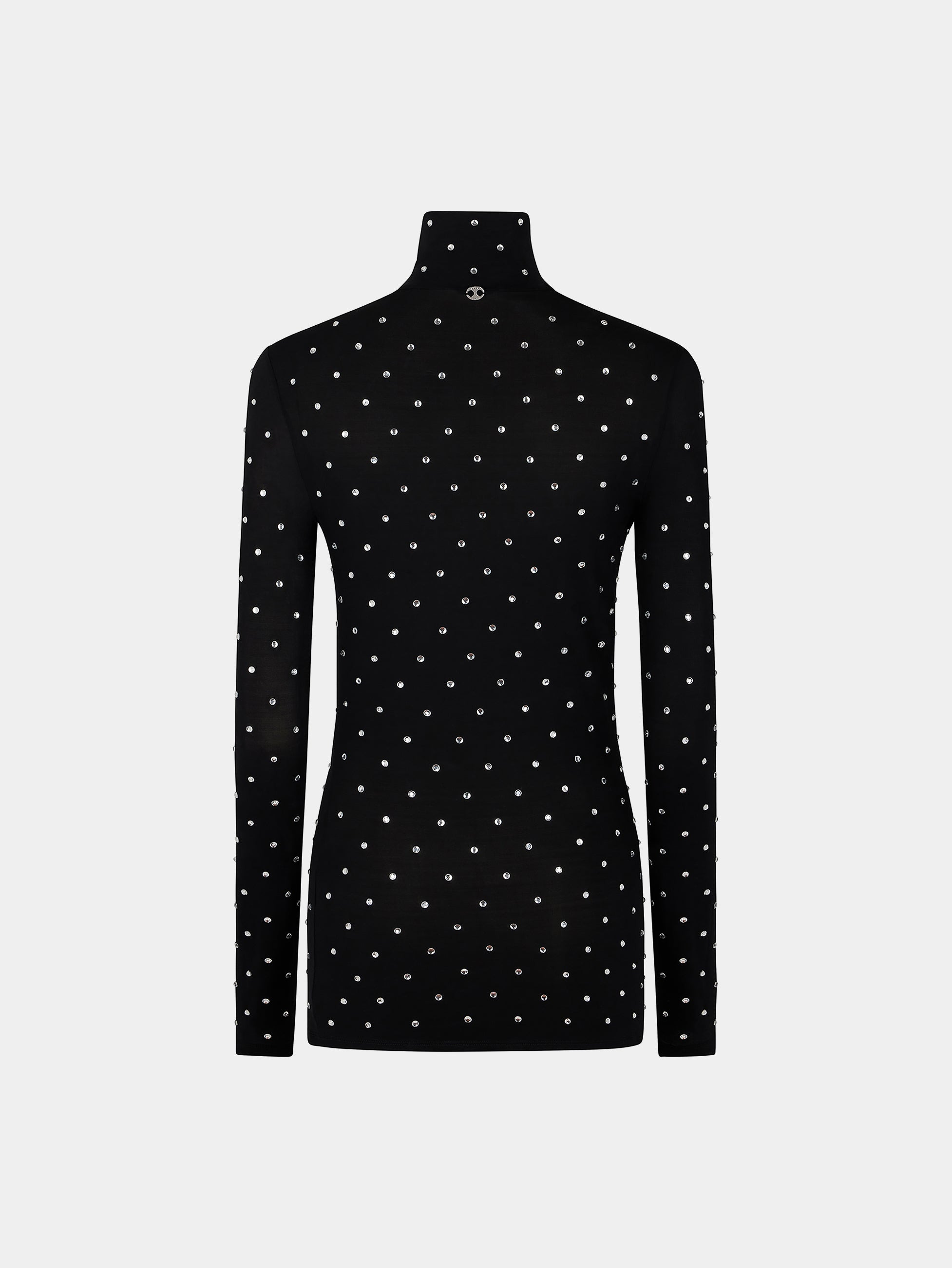 BLACK CRYSTAL-EMBELLISHED TOP IN SECOND-SKIN JERSEY - 7